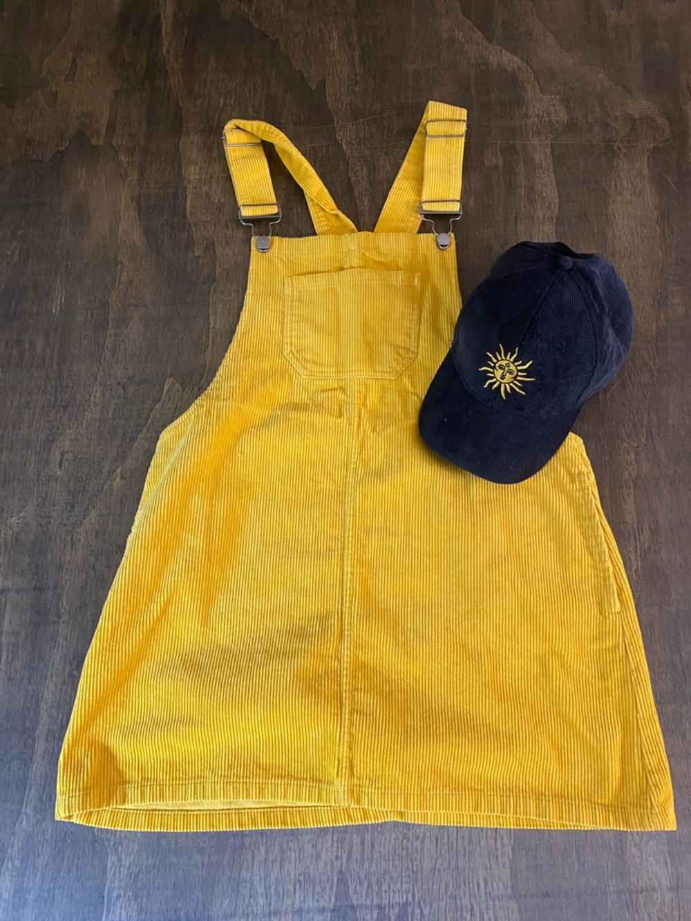 Justify Yellow Corduroy Overall Dress